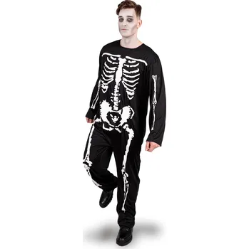 Kostým kostlivce černobílý, velikost L, 100% polyester