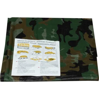 Krycí plachta TOPTRADE Krycí plachta multifunkční 2x3m Woodland maskovací