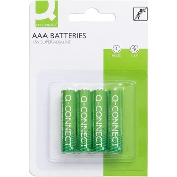 Článková baterie Alkalické baterie Q-Connect AAA, 1,5 V, LR03, 4 ks