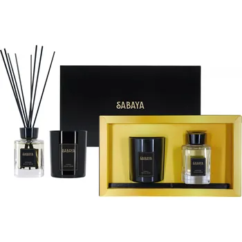 Aroma difuzér SABAYA Dárková kazeta difuzér + vonná svíčka Santalové dřevo