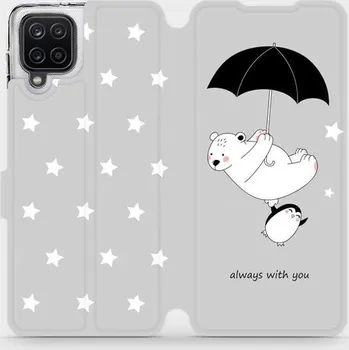 Pouzdro na mobilní telefon Flipové pouzdro Mobiwear - Samsung Galaxy A12 - MH08P Méďa a tučňák - always with you - VÝPRODEJ (Knížkové flip pouzdro, obal, kryt na mobil Samsung Galaxy A12 - MH08P Méďa a tučňák - always with you, materiál Umělá kůže + TPU - ochrana 360°, stojánek,)