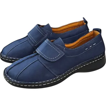 Dámské polobotky 6301/I. - 51 modré zdravotní kožené polobotky s podporami kleneb nožních, suchý zip; doprodej 41