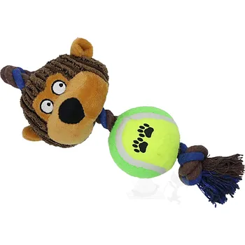 Hračka pro psa UNIQ PETS opička s míčem, provazem a pískátkem 23x9cm