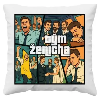 Žertovný předmět Tým ženicha - polštář s potiskem- Tričkový.cz