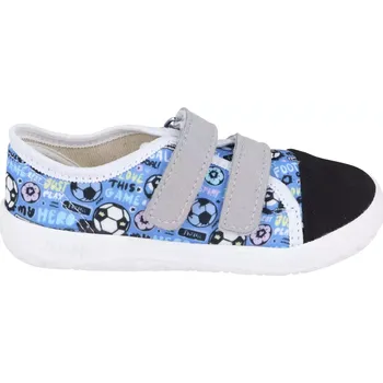 Dívčí tenisky Jonap barefoot plátěnky Airy modré fotbal 28