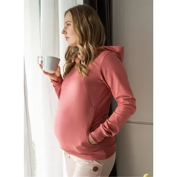 Těhotenská mikina Těhotenská a kojicí mikina 3v1 Milk Please - Dusty Cedar, bavlněná Velikost: S