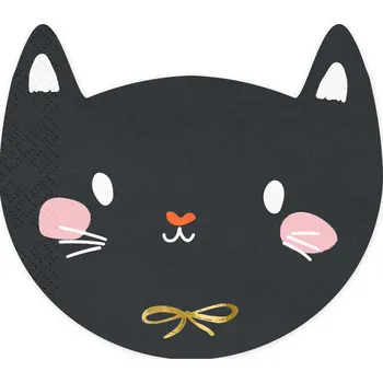 Papírový ubrousek Papírové ubrousky kočka černé 15x13 cm – dětská párty, 20 ks