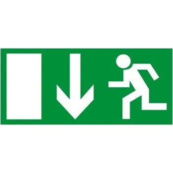 Značení Fotoluminiscenční samolepka Únikový východ dolů vlevo 210 x 100 mm Varianta: Samolepící fotoluminiscenční zpěněné PVC
