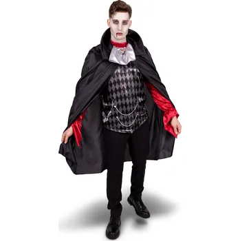 Pánský kostým Drákula L-XL – plášť, košile a klobouk, polyester