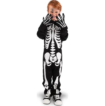 Dětský kostým kostlivce s rukavicemi, černobílý, vel. 116-128