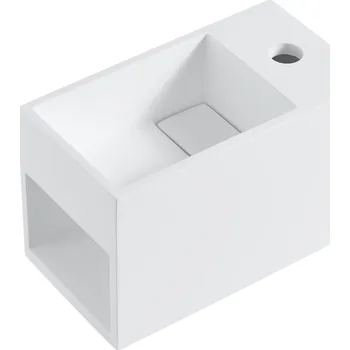 Umyvadlo CERANO - Umývátko z litého mramoru Zeno, závěsné pravé - bílá matná - 33x18 cm