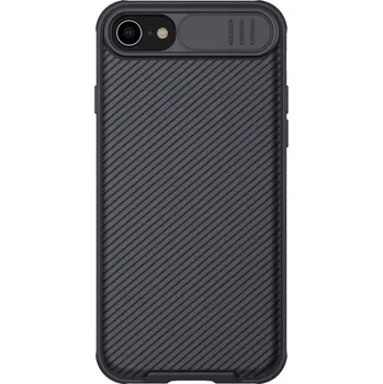 Pouzdro na mobilní telefon Silikonové pouzdro Nillkin CamShield na mobil Apple iPhone 7 / 8 / SE (2020) / SE (2022) černé s krytkou fotoaprátů (Silikonový kryt či obal na mobilní telefon v černém provedení pro Apple iPhone 7 / Apple iPhone 8 / Apple iPhone SE (2020) / Apple iPhone 