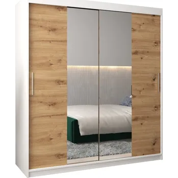 Šatní skříň Skříň s posuvnými dveřmi Tokyo 1 180 - Abiks Meble Bílý mat / Dub artisan 180x200 cm