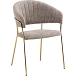 Designové jídelní křeslo, hnědá látka/gold chrom zlatý, DASMIN TYP 1