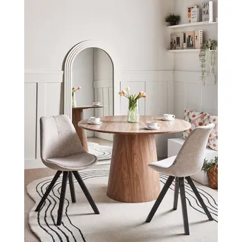 Jídelní židle Sada 2 jídelních židlí světle hnědá látkové čalounění bez područek skandinávský styl kuchyně jídelna Beliani