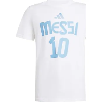 adidas Messi Name and Number Graphic Tee Kids White 13 Years