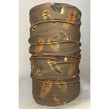 Hnědý multifunkční šál s motivem pírek Velikost: ONE SIZE