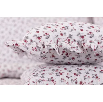 Povlak na dekorativní polštářek Podpěrová s.r.o. Povlak na polštář s kanýrem KYTIČKA BORDÓ Velikost: Krepový povlak s kanýrem 40x40 cm N