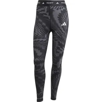 Dámská móda Dámské sportovní legíny adidas TECHFIT PRINT 7/8 L XL Tmavě šedá, Šedá, Bílá