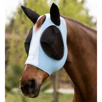 Koňská maska proti hmyzu EQUESTRO Maska proti hmyzu Lycra Equestro, s ochranou uší, omphalodes/brilliant white COB