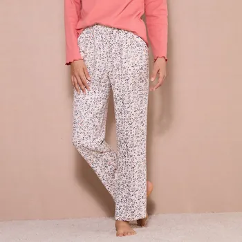 Dámské noční prádlo Pyžamové kalhoty s potiskem rostlin režná/šedá 34/36