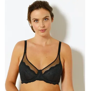 Podprsenka Blancheporte Sada 2 zmenšujících podprsenek z tylu a krajky, s kosticemi bílá+černá 75C