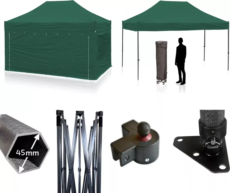 Nůžkový párty stan RedX® PROFI COMPOSITE 4,5x3 m (Kvalitní profesionální párty stan 4,5x3 m s kompozitovou konstrukcí - dostupný v 13 barvách a možností vlastního potisku)