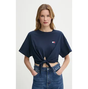 Bavlněné tričko Tommy Jeans DW0DW20321 námořnická modř 59X, vel. XL