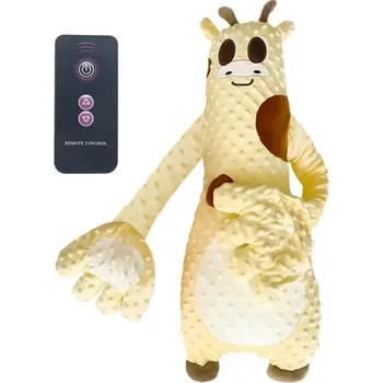 Polštář Mazlící žirafa na spaní pro batolata 60 x 23 cm Hračka proti pádu z postele Poklepávací funkce Dálkové ovládání Perleťová bavlna
