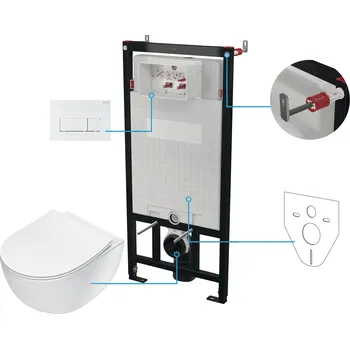 Klozet Deante WC set Peonia 6v1, podomítkový systém + toaleta - CDEA6ZPW