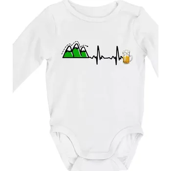 Kojenecký body EKG z hor na pivo - Body kojenecké s dlouhým rukávem - Dlouhý r. do 3 měs ( Bílá )