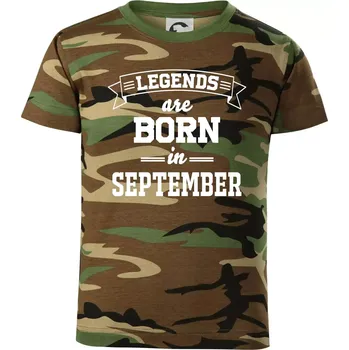 Chlapecké tričko Legends are born in September - Dětské maskáčové triko - 104-110cm / 3-4 roky ( Hnědý maskáč )