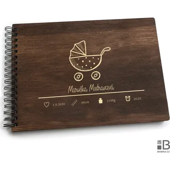 Fotoalbum Dřevěné kroužkové fotoalbum - Holčička DK Mahagon Bílý papír 20 listů