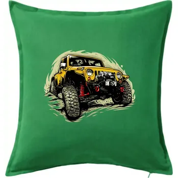 Polštář Žlutý offroad s navijákem - Polštář 50x50 - 50x50 - Pouze potah ( Středně zelená )