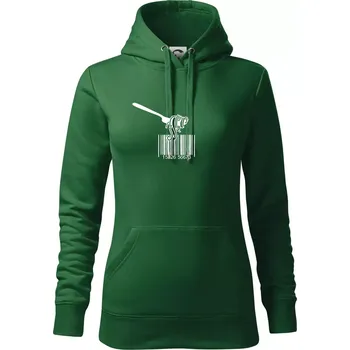 Dámská mikina Čárový kód pasta - Mikina dámská Cape s kapucí - S ( Lahvově zelená )