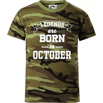 Chlapecké oblečení Legends are born in October - Dětské maskáčové triko - 104-110cm / 3-4 roky ( Zelený maskáč )