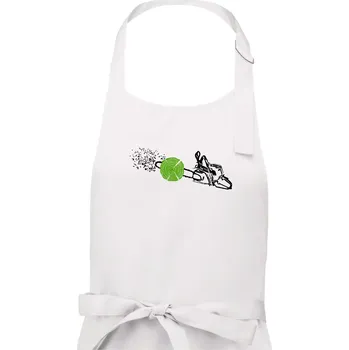 Kuchyňská zástěra Motorová pila - Dámská zástěra na vaření - Univerzální velikost ( Bílá )