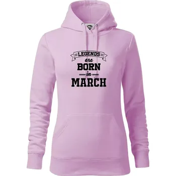 Dámská mikina Legends are born in March - Mikina dámská Cape s kapucí - L ( Orchid )