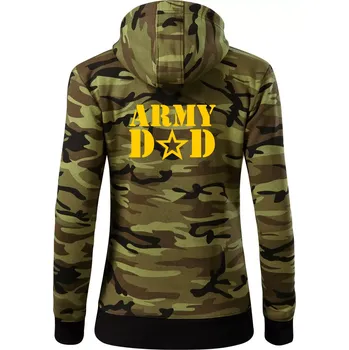 Dámská mikina Army dad - Dámská mikina trendy zipper s kapucí - XL ( Zelený maskáč )