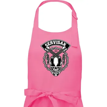 Kuchyňská zástěra Lebka servisák - Dámská zástěra na vaření - Univerzální velikost ( Růžová )