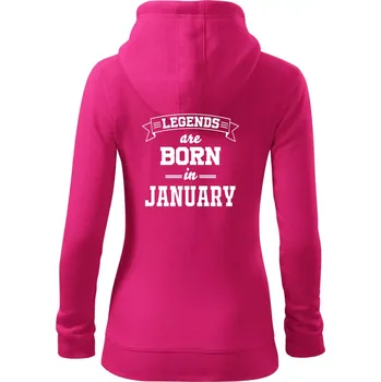 Dámská mikina Legends are born in January - Dámská mikina trendy zipper s kapucí - XS ( Purpurová )