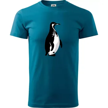 Pánské tričko Tučňák černobílý z boku - Klasické pánské triko vyšší gramáže - 4XL ( Petrolejová )