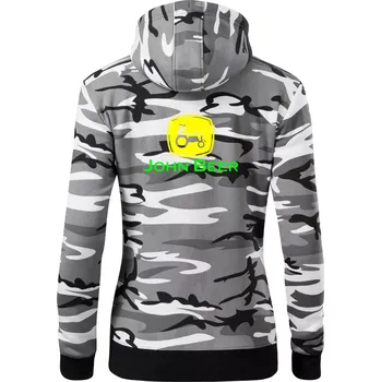 Dámská mikina John Beer traktor - Dámská mikina trendy zipper s kapucí - S ( Šedý maskáč )