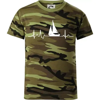 EKG plachetnice - Dětské maskáčové triko - 146 cm/10 let ( Zelený maskáč )