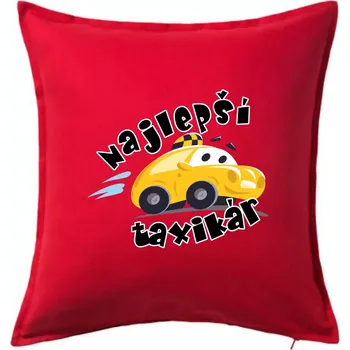 Polštář Nejlepší taxikář kreslený - Polštář 50x50 - 50x50 - Pouze potah ( Červená )