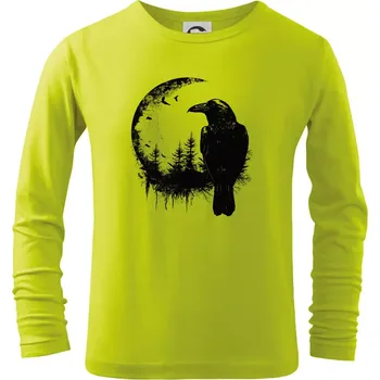 Dětská móda Vrána a měsíc - Triko dětské Long Sleeve - 146 cm/10 let ( Limetková )