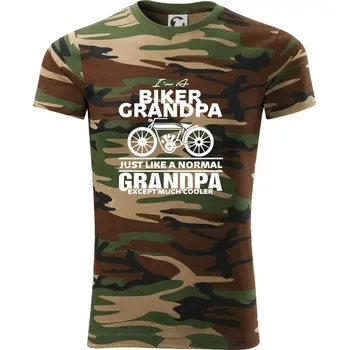 Pánské tričko Biker Grandpa - Army CAMOUFLAGE - L ( Hnědý maskáč )