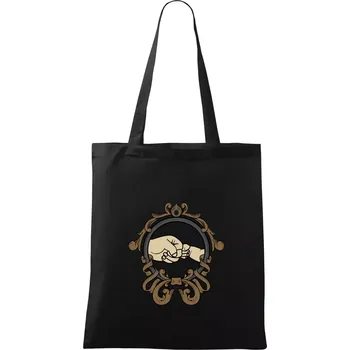 Nákupní taška Táta a syn pěsti - Taška bavlněná - 42 x 38 cm ( Černá )