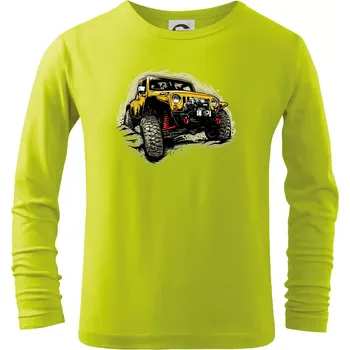 Chlapecké tričko Žlutý offroad s navijákem - Triko dětské Long Sleeve - 146 cm/10 let ( Limetková )