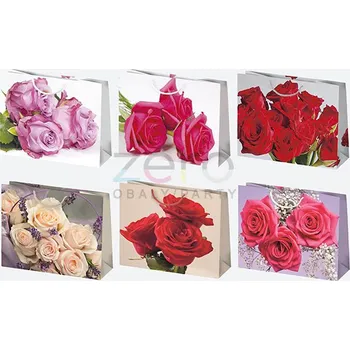 Dárková taška Taška papírová dárková 30x23x10 cm (lak) - růže (mix 2)
